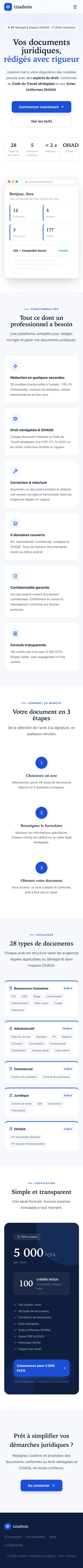 Application Jurixia, aperçu
