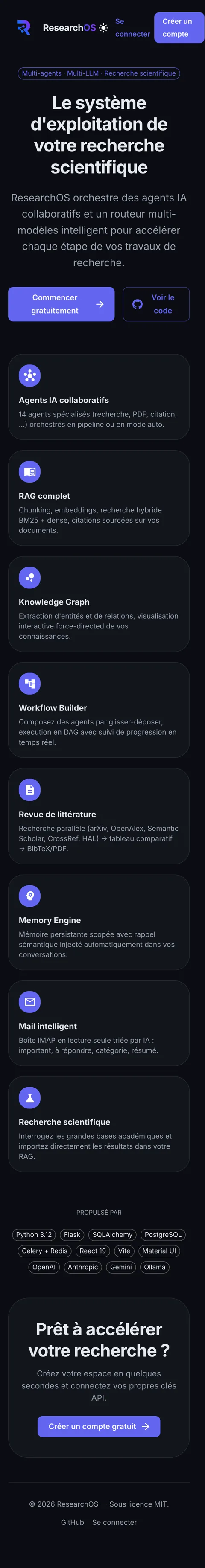 Application ResearchOS, aperçu